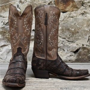 Lucchese Men's Burke Giant Alligator Cafe/Chocolate Boot M3195.74 
Size 11 EE